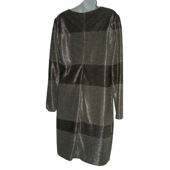 Lauren Ralph Lauren Dress Metallic Silver Gold Iridescent Shiny Holiday Sheath - Picture 6 of 12